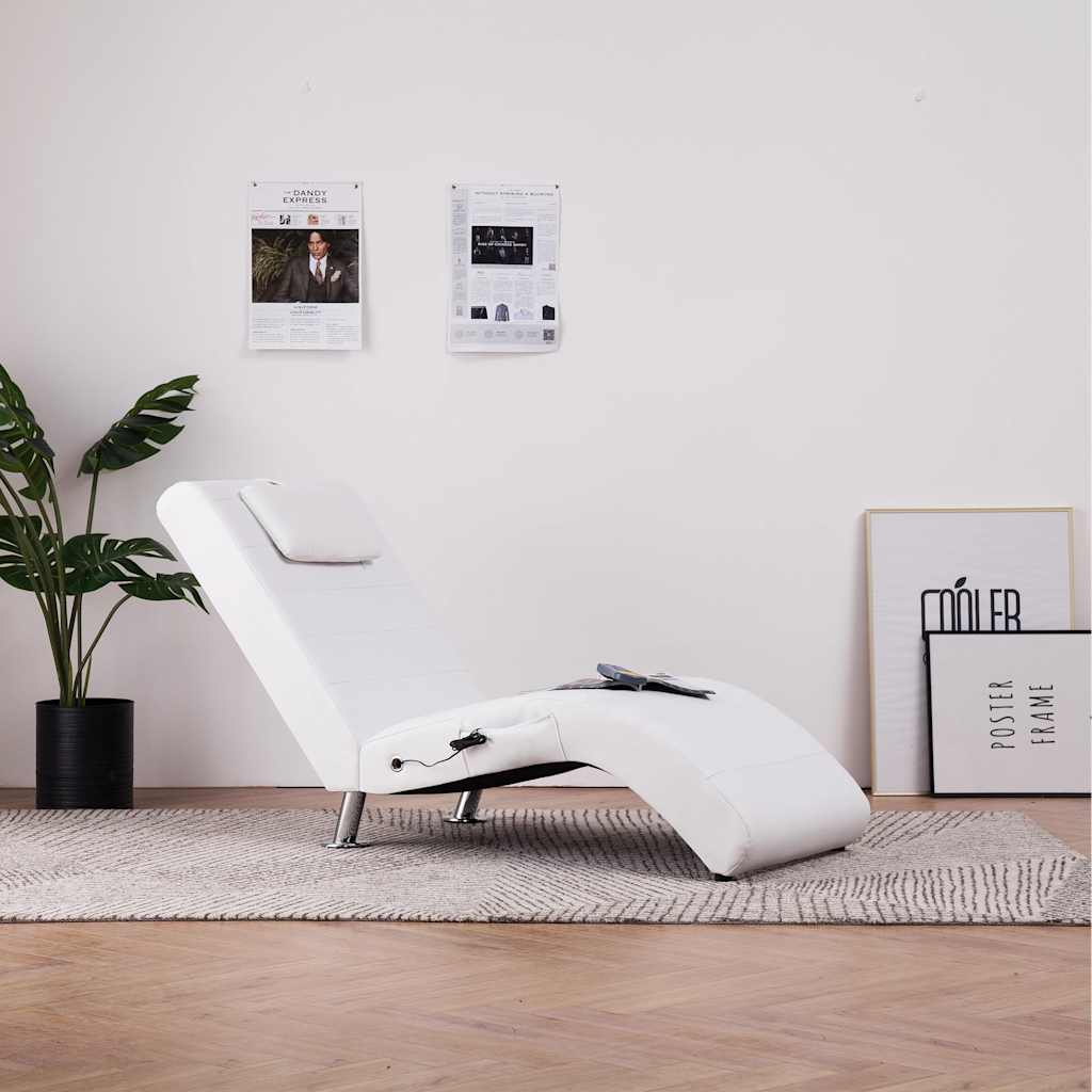 Massage-Chaiselongue mit Kissen Schwarz Kunstleder
