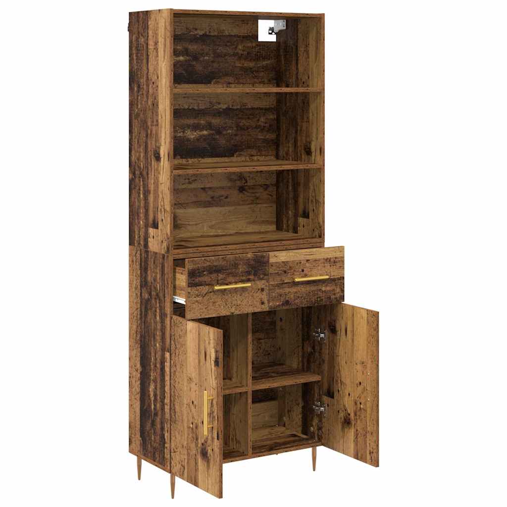 Highboard Hochglanz-Weiß 69,5x34x180 cm Holzwerkstoff