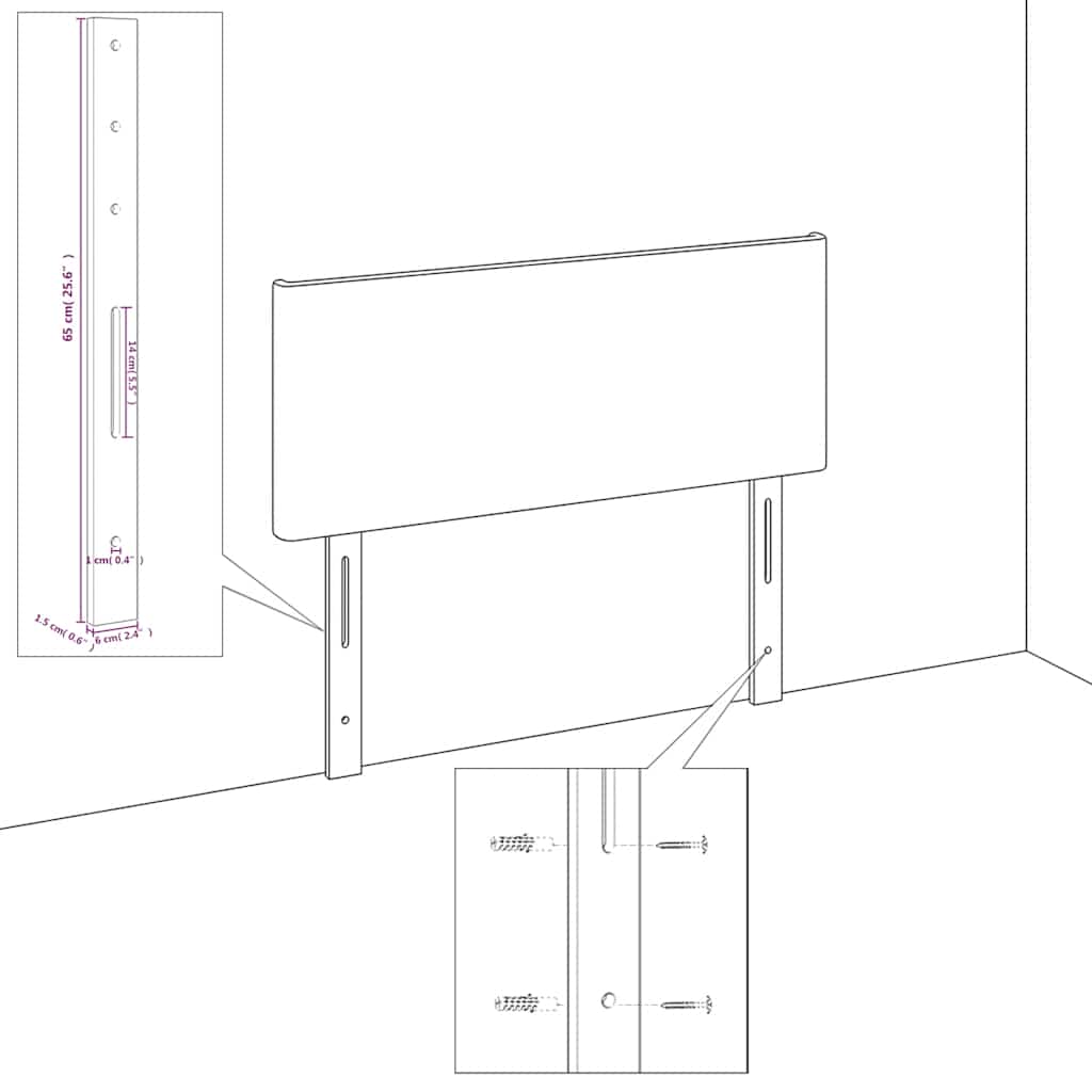 Kopfteil Hellgrau 80x5x118/128 cm Samt