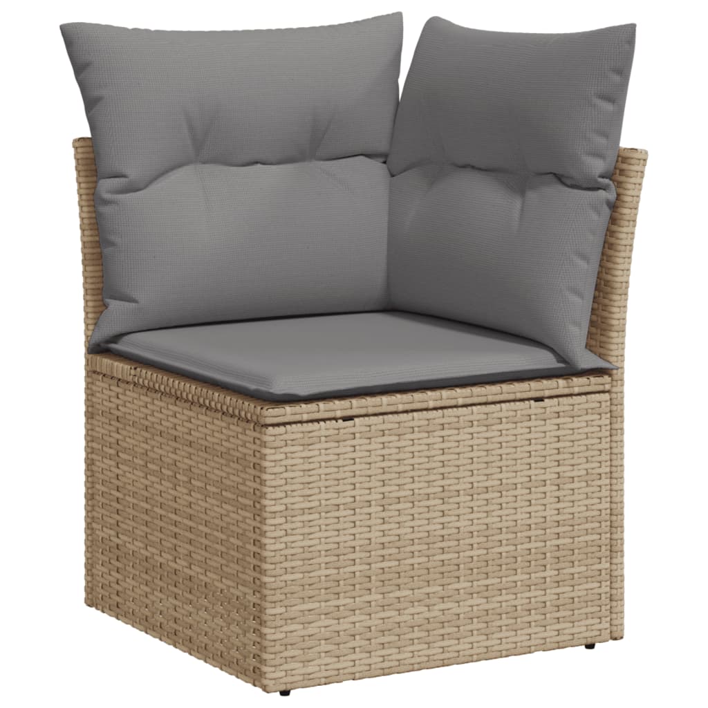 10-tlg. Garten-Sofagarnitur mit Kissen Schwarz Poly Rattan