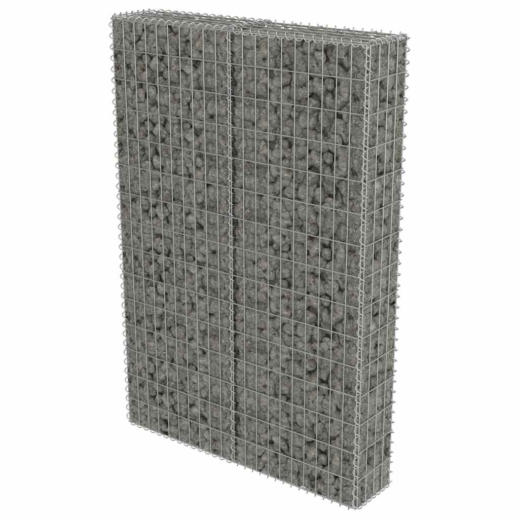 Gabionenwand mit Abdeckung Verzinkter Stahl 20×20×100 cm