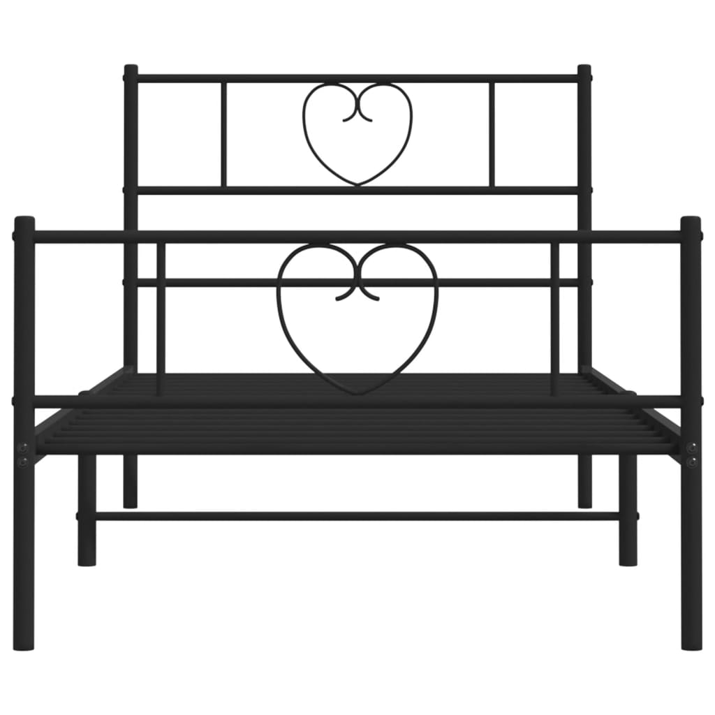 Bettgestell mit Kopfteil Metall Schwarz 100x190 cm