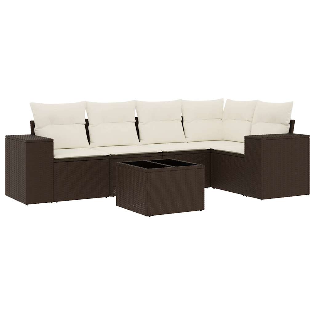 5-tlg. Garten-Sofagarnitur mit Kissen Schwarz Poly Rattan