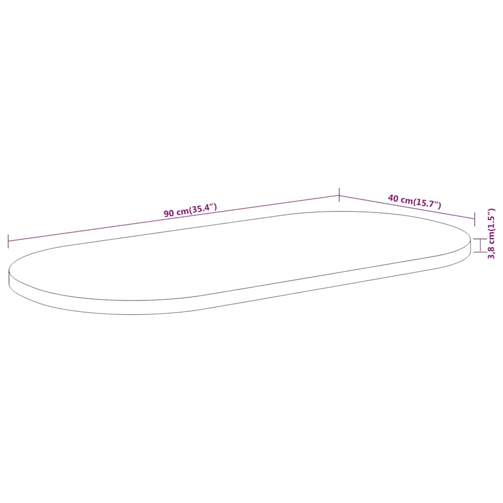 Tischplatte 110x40x2,5 cm Oval Massivholz Mango