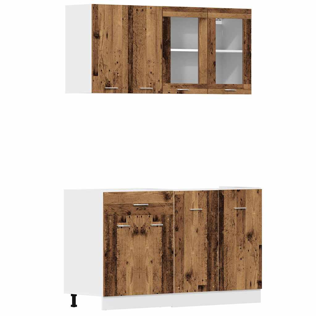 4-tlg. Küchenzeile Lyon Weiß Holzwerkstoff