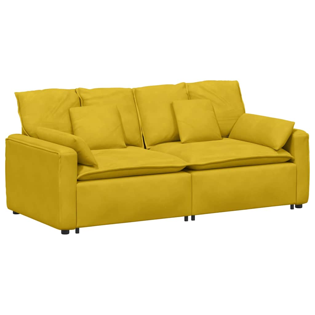 Modulares Sofa mit Kissen Blau