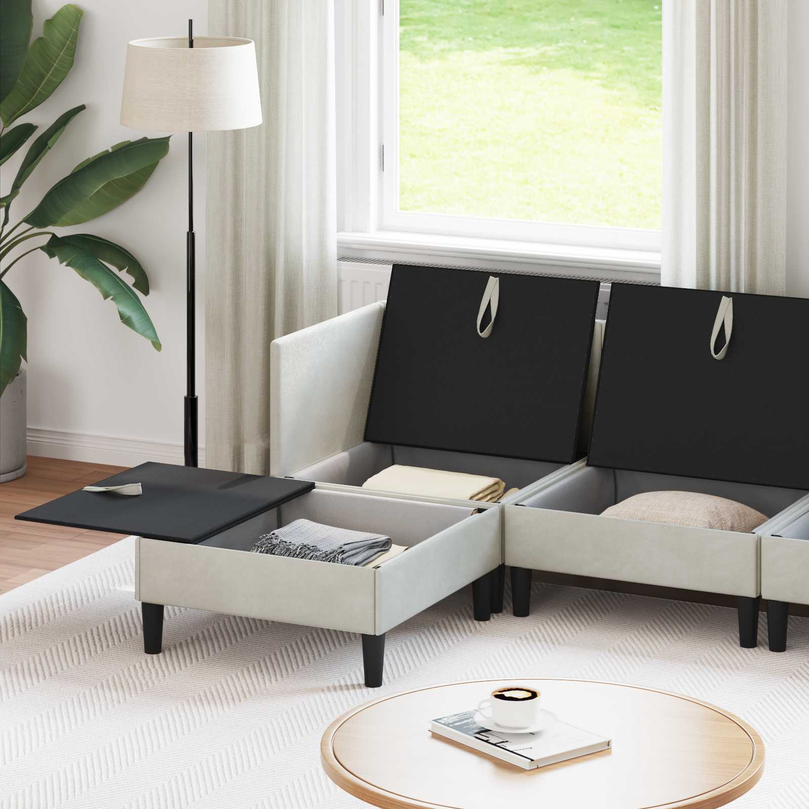 Wohnzimmergarnitur mit Kissen mit Speicher 3 pcs Hellgrau Samt