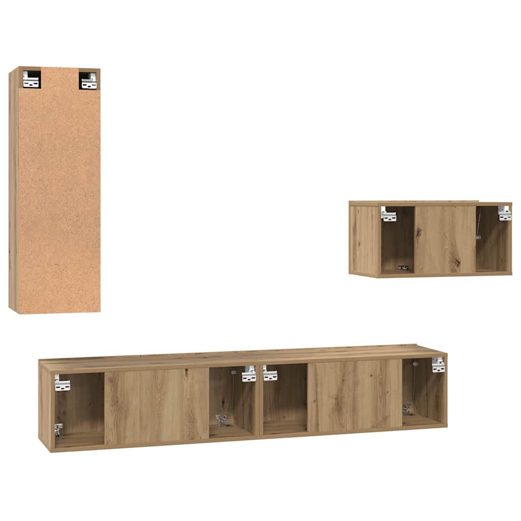 4-tlg. TV-Schrank-Set Weiß Holzwerkstoff