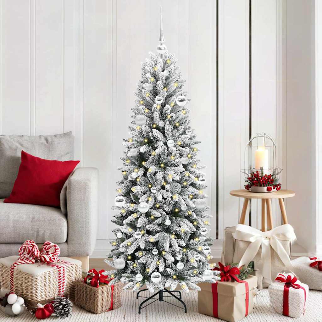 Künstlicher Weihnachtsbaum mit 150 LEDs mit Ständer Weiß 120 cm