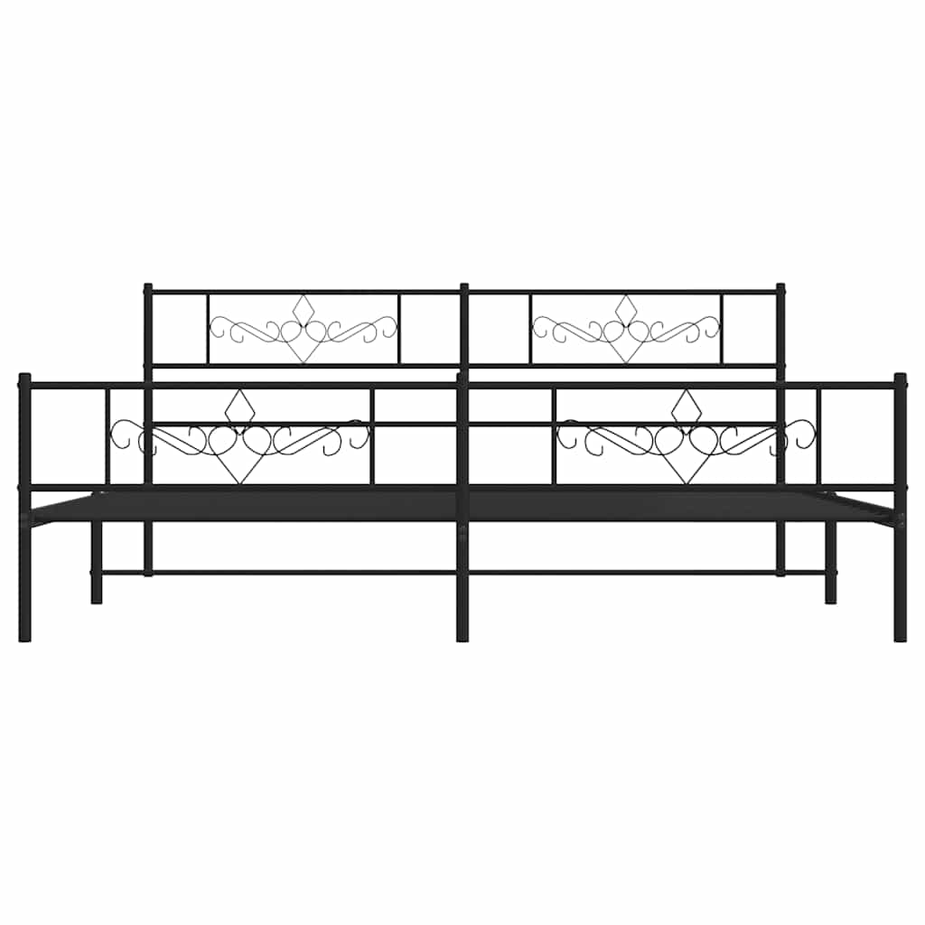 Bettgestell mit Kopfteil Metall Schwarz 100x190 cm