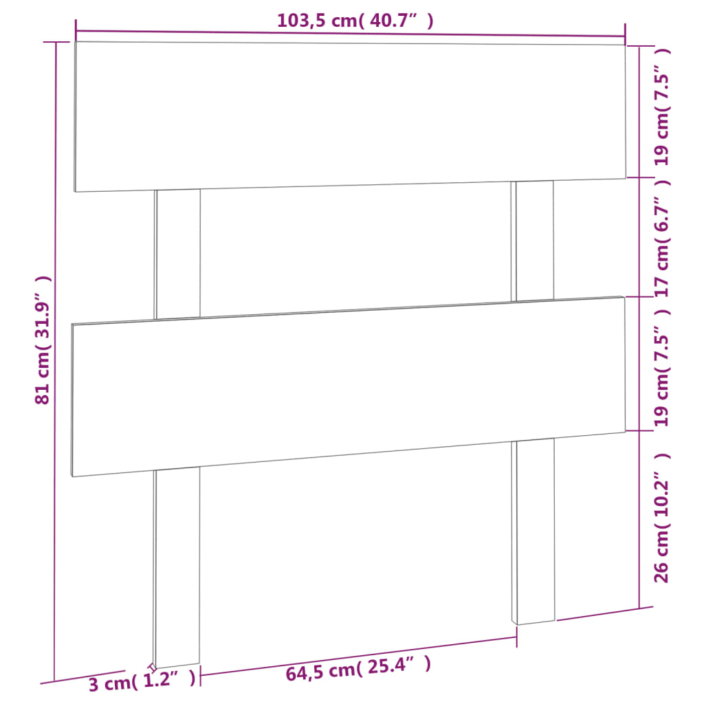 Bett-Kopfteil 78,5x3x81 cm Massivholz Kiefer