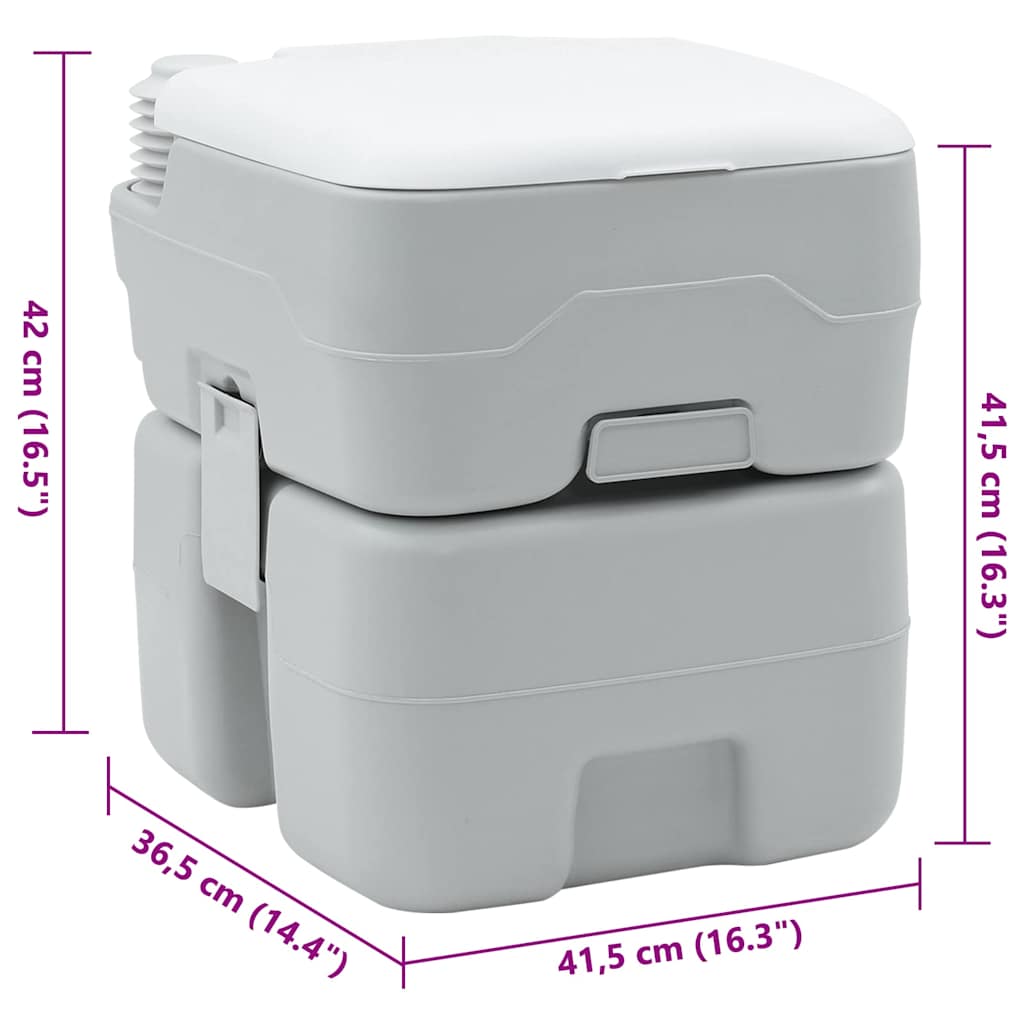 Camping-Toilette Grau und Weiß 41,5 x 36,5 x 30 cm Polyethylen