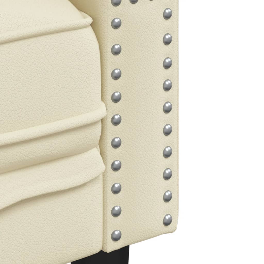 3-tlg. Chesterfield-Sofa-Set Schwarz Kunstleder