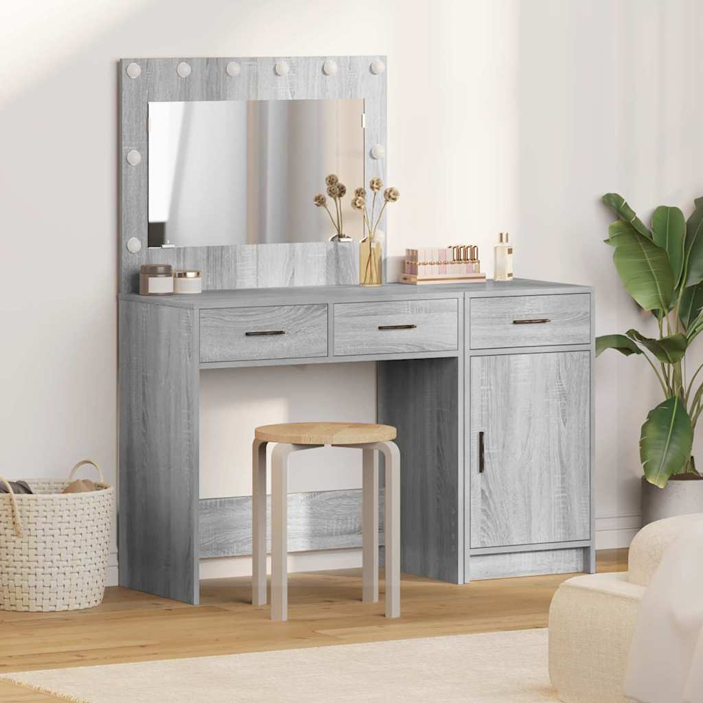Schminktisch mit Spiegelbeleuchtung 2 pcs Weiß Holzwerkstoff