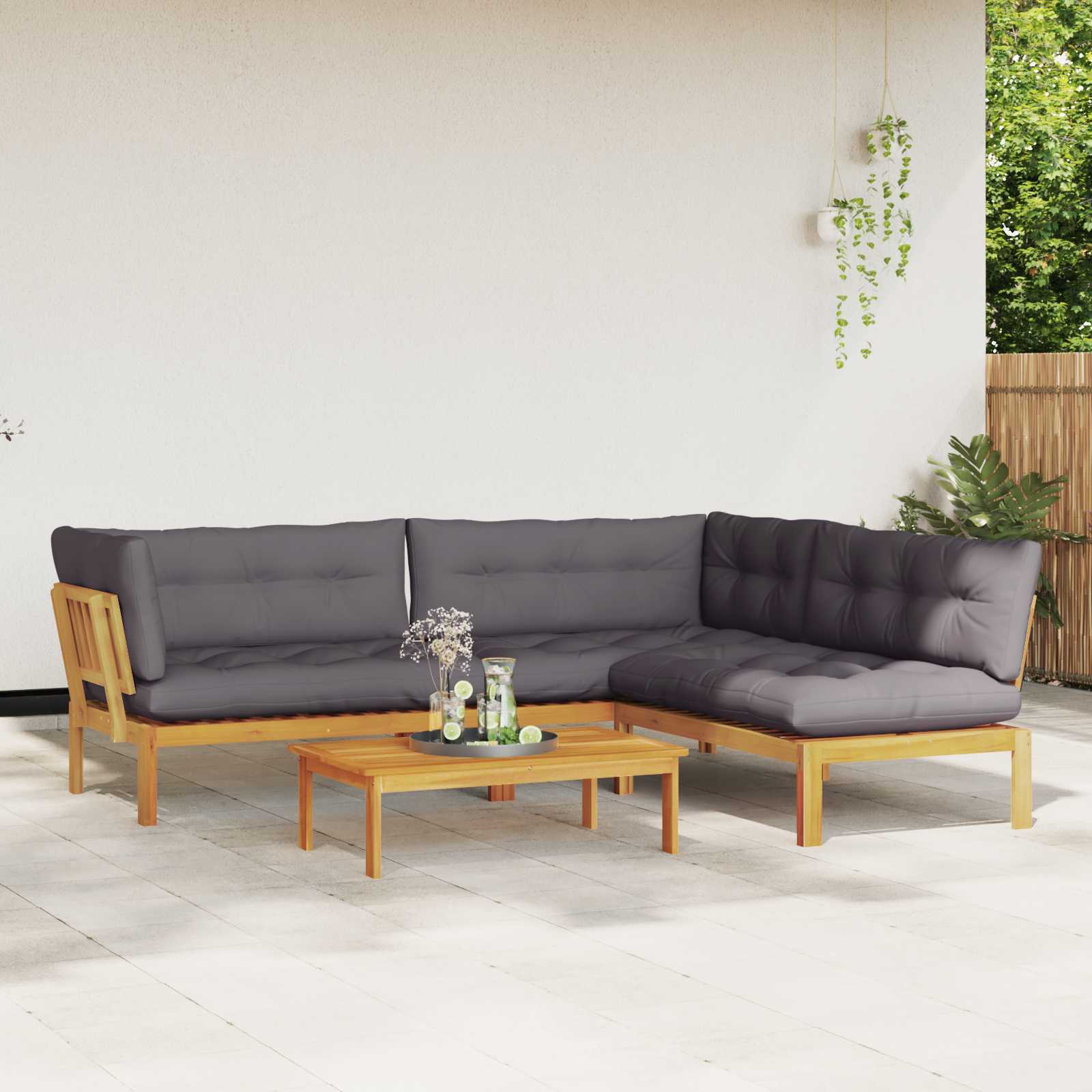 3-tlg. Garten-Sofagarnitur aus Paletten Massivholz Akazie