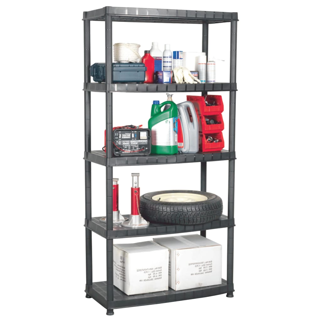 Lagerregal 4-Tier Schwarz 61x30,5x130 cm Kunststoff