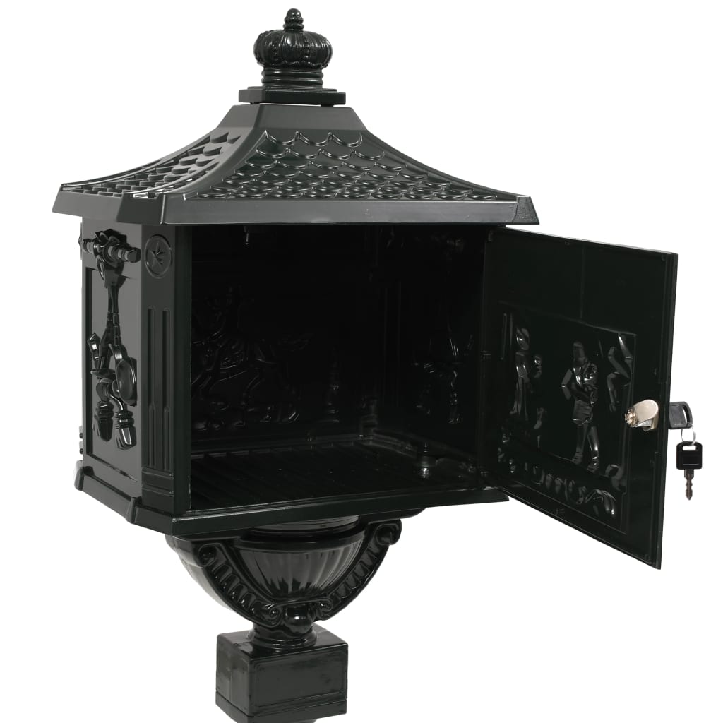 Stehender Briefkasten mit Speicher Schwarz 42,5 x 29,5 x 117 cm
