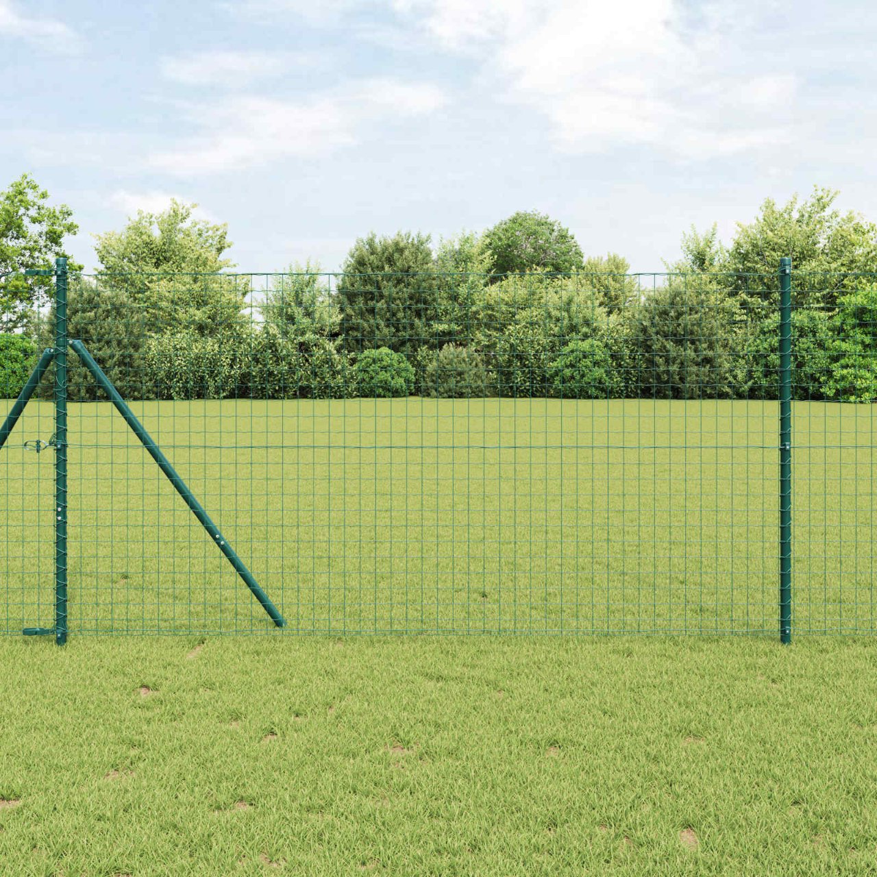 Zaunpfosten 2 pcs Grün 50 cm Pulverbeschichteter Stahl