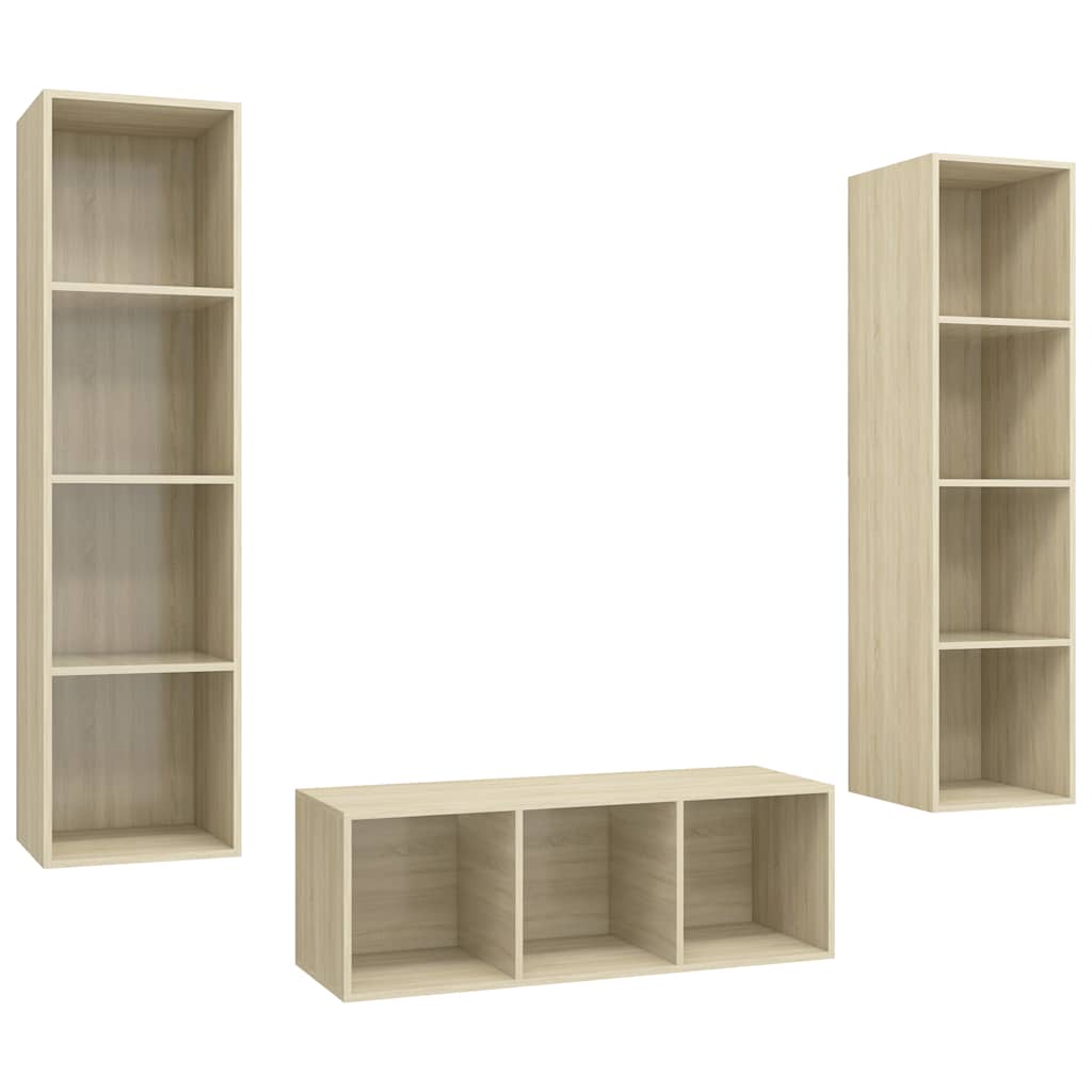 3-tlg. TV-Schrank-Set Weiß Holzwerkstoff
