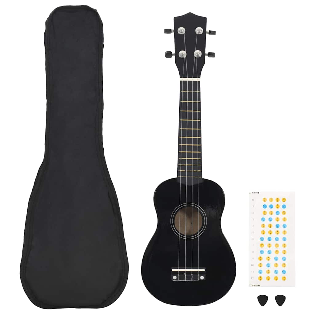 Sopran Ukulele Set für Kinder mit Tasche Dunkles Holz 21