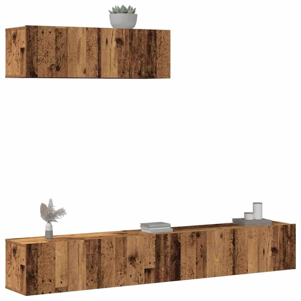 3-tlg. TV-Schrank-Set Weiß Holzwerkstoff