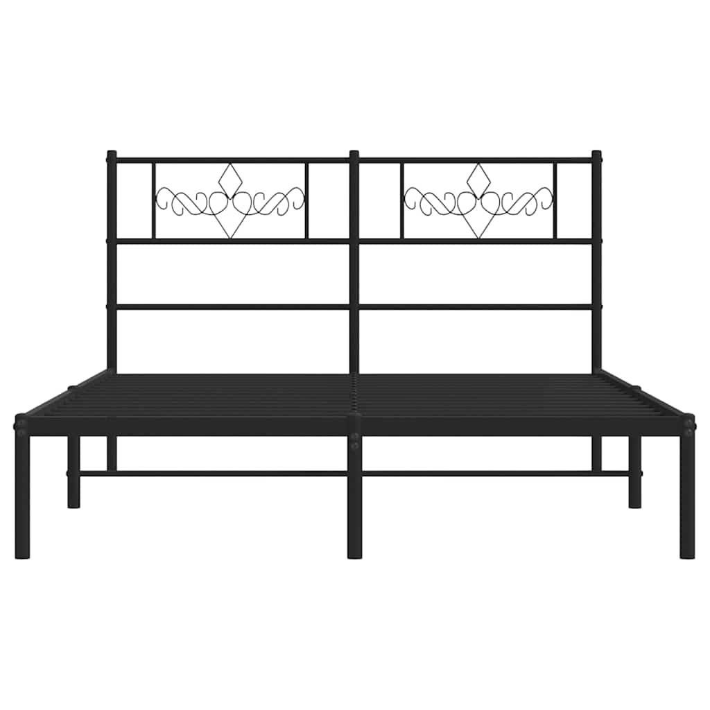 Bettgestell mit Kopfteil Metall Schwarz 100x190 cm