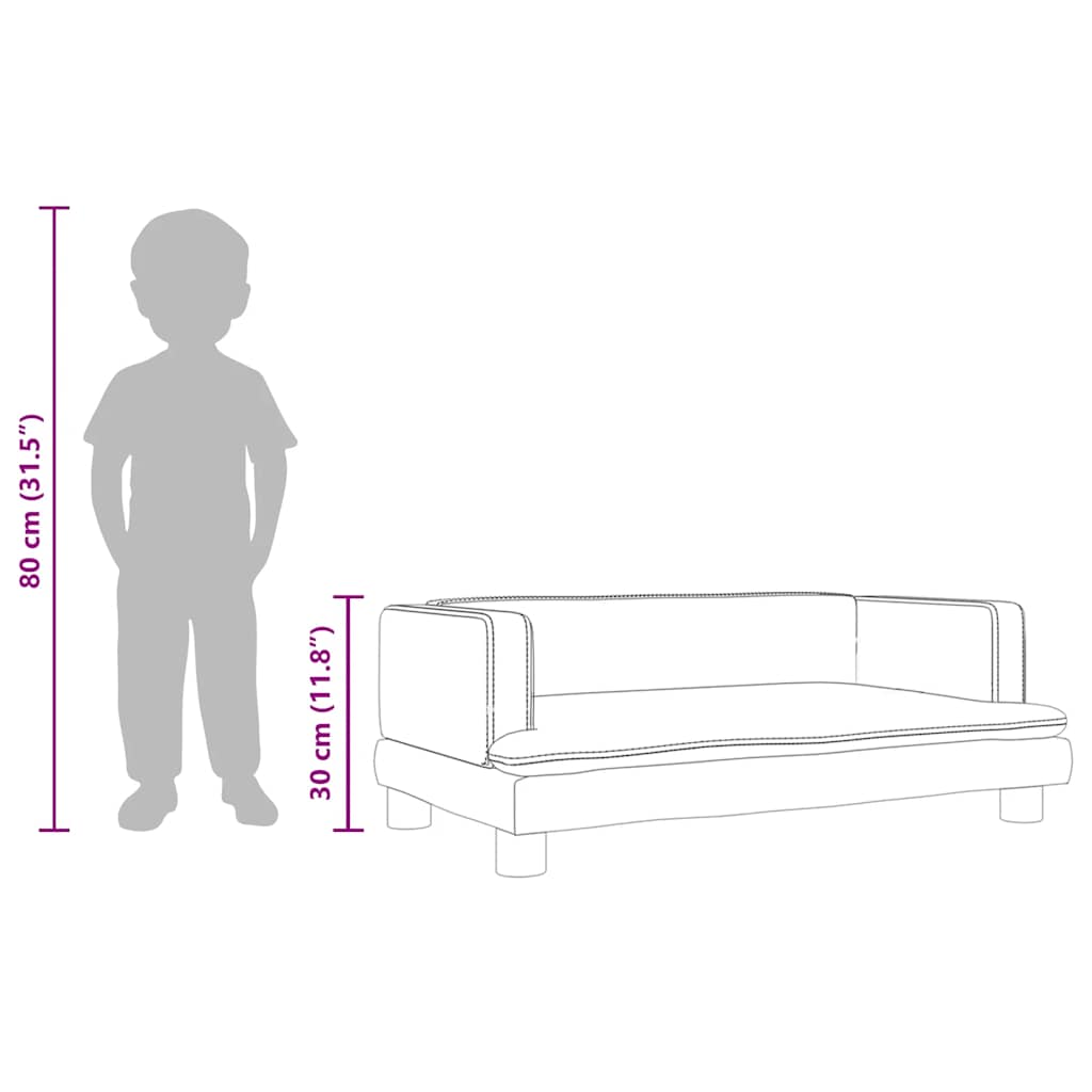 Kindersofa Blau 80x45x30 cm Samt