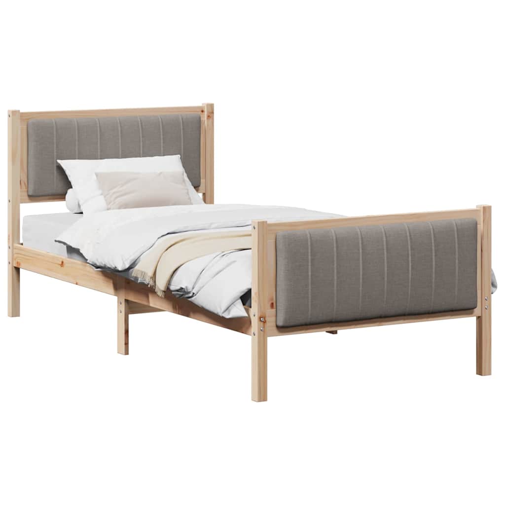 Bettgestell Braun und hellgrau 200 x 200 cm Massivholz Kiefer
