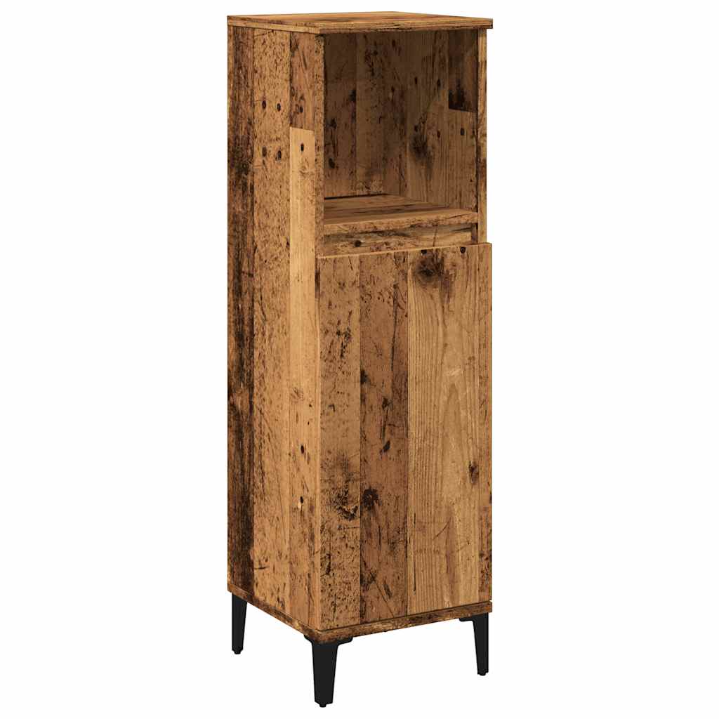 Badschrank Weiß 30x30x100 cm Holzwerkstoff