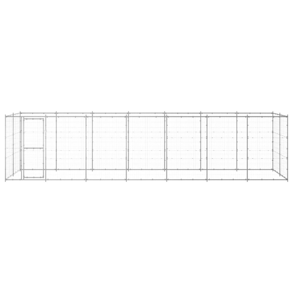 Outdoor-Hundezwinger mit Überdachung Stahl 7,26 m²