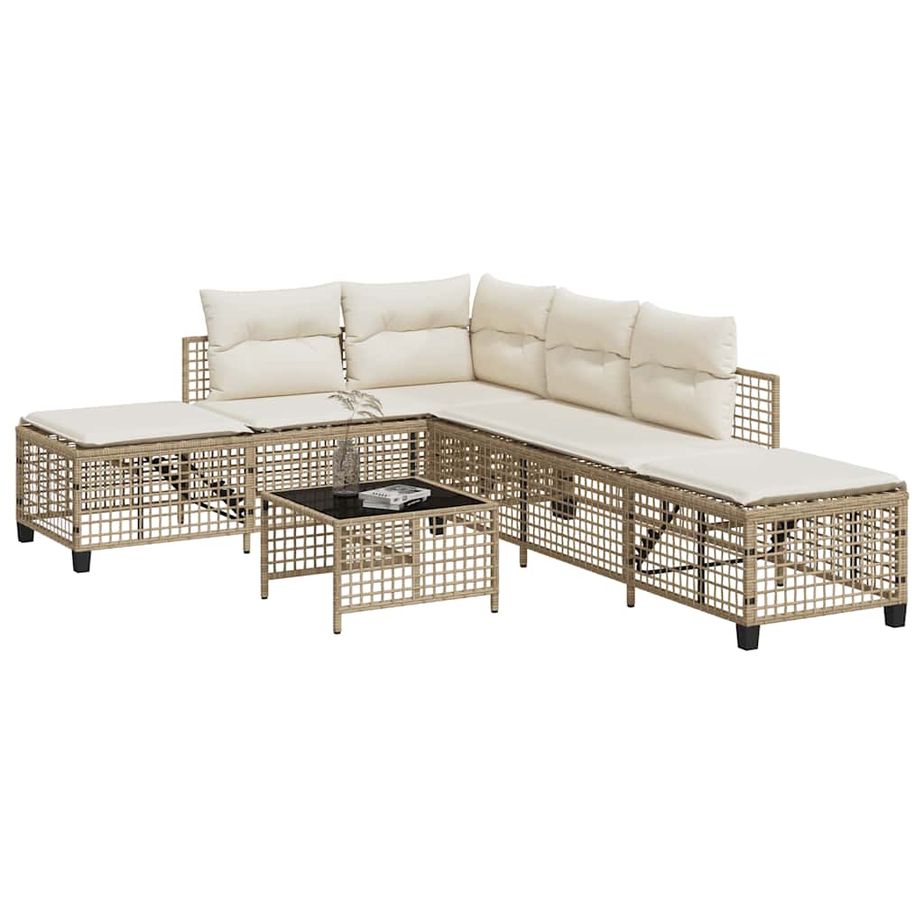 3-tlg. Garten-Ecksofa-Set mit Kissen Schwarz Poly Rattan