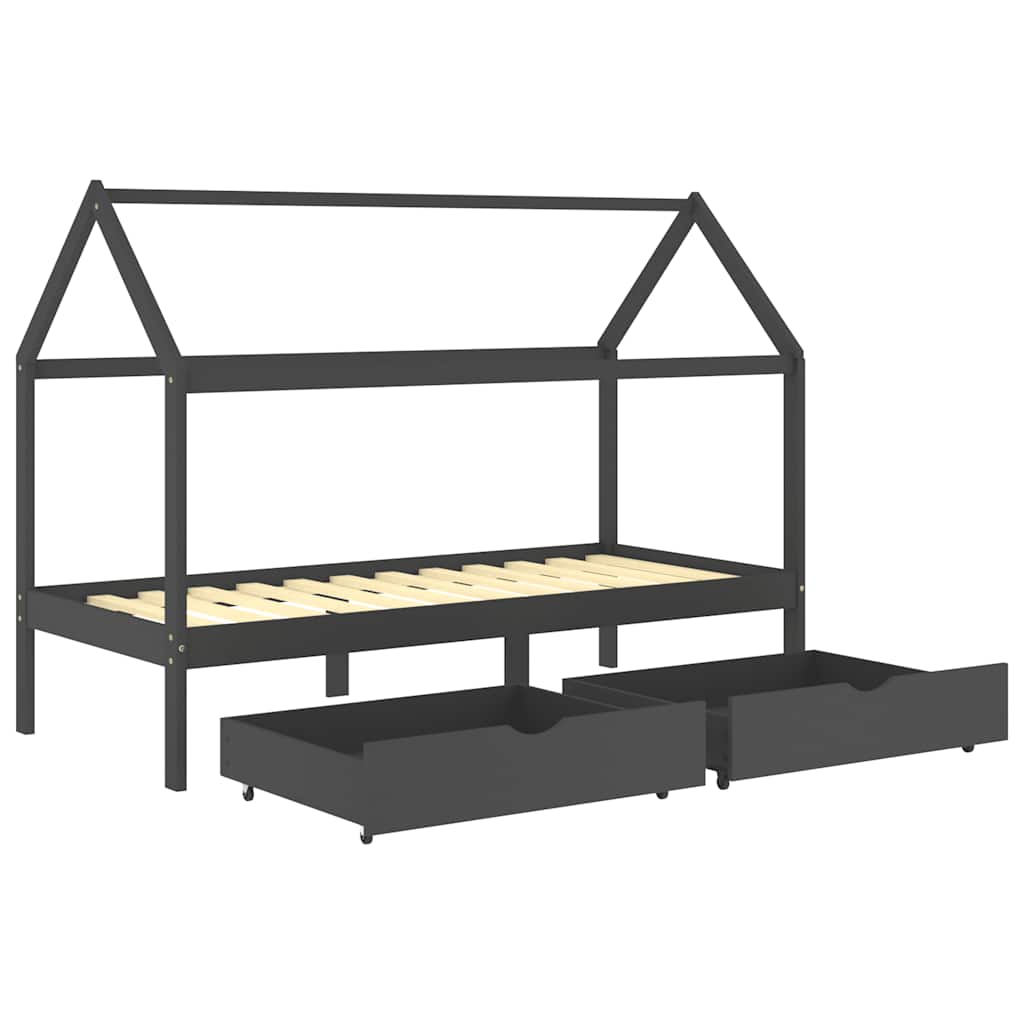 Kinderbett mit Schublade Massivholz Kiefer 70x140 cm