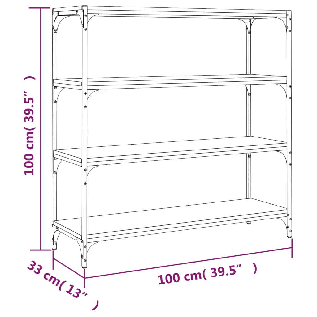 Bücherregal Schwarz 40x33x70,5 cm Holzwerkstoff und Stahl