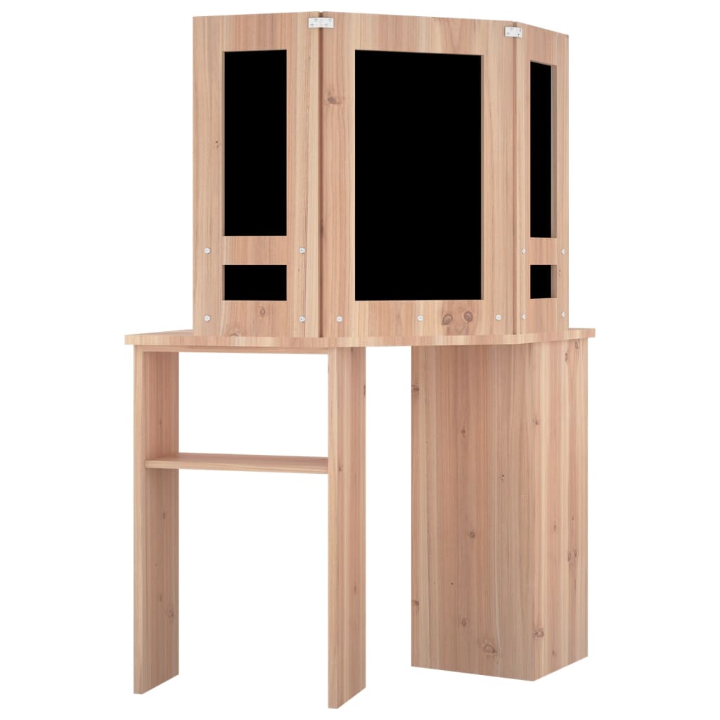 Eck-Schminktisch mit LED Grau 111x54x141,5 cm