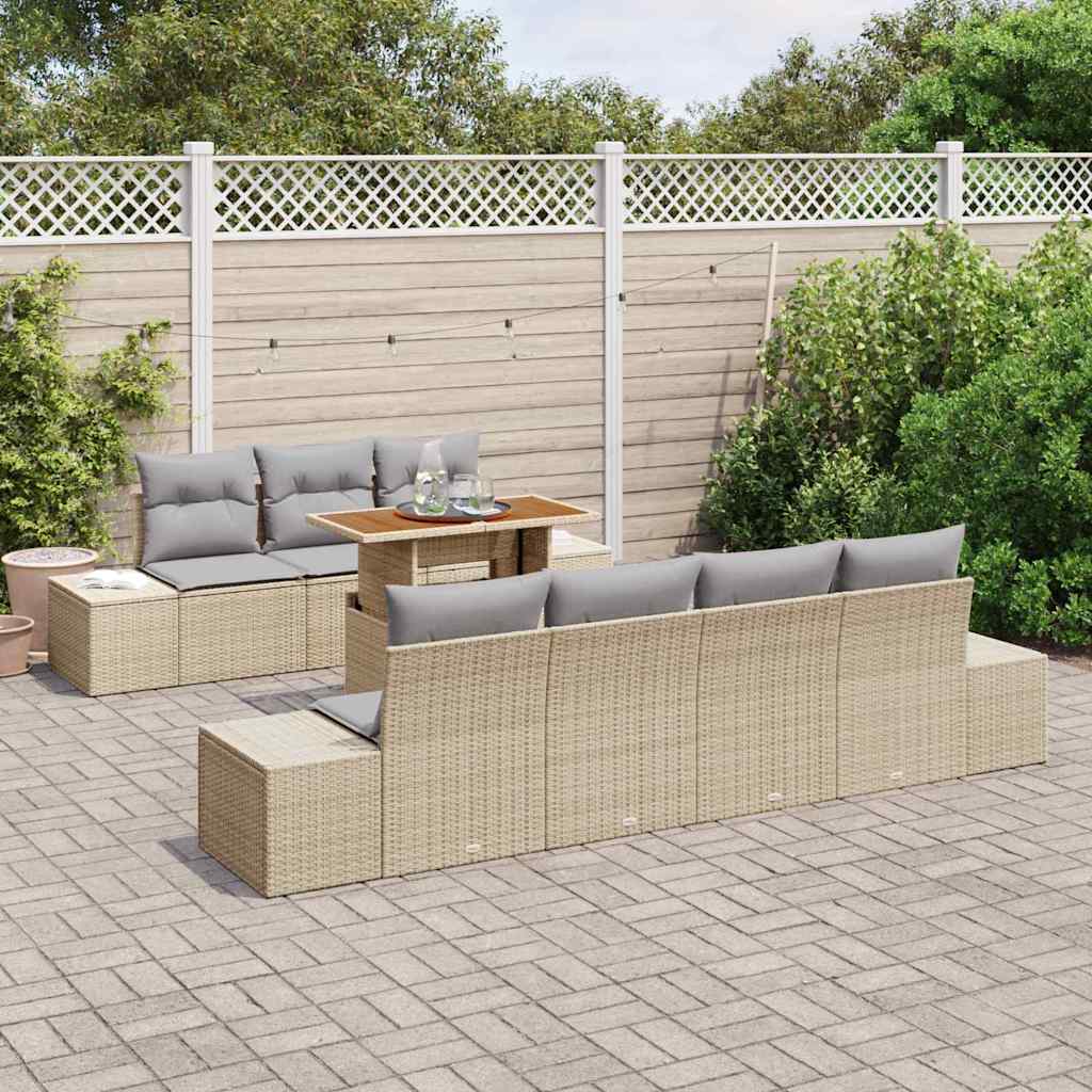 Garten Essgruppe mit Kissen 8 pcs Schwarz und Creme