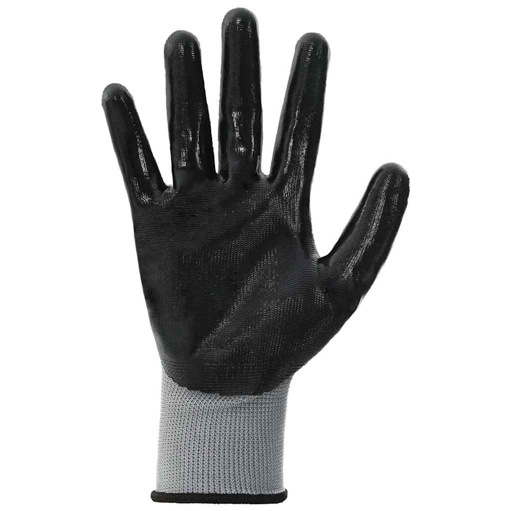 Arbeitshandschuhe 12 pcs Grau und Schwarz 7 / S Polyester