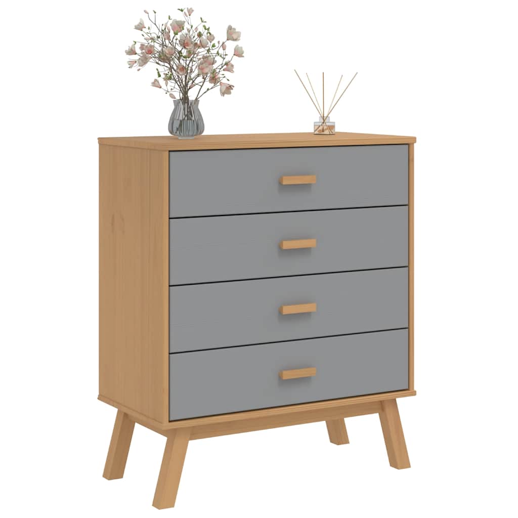 Schubladenschrank OLDEN Braun Massivholz Kiefer