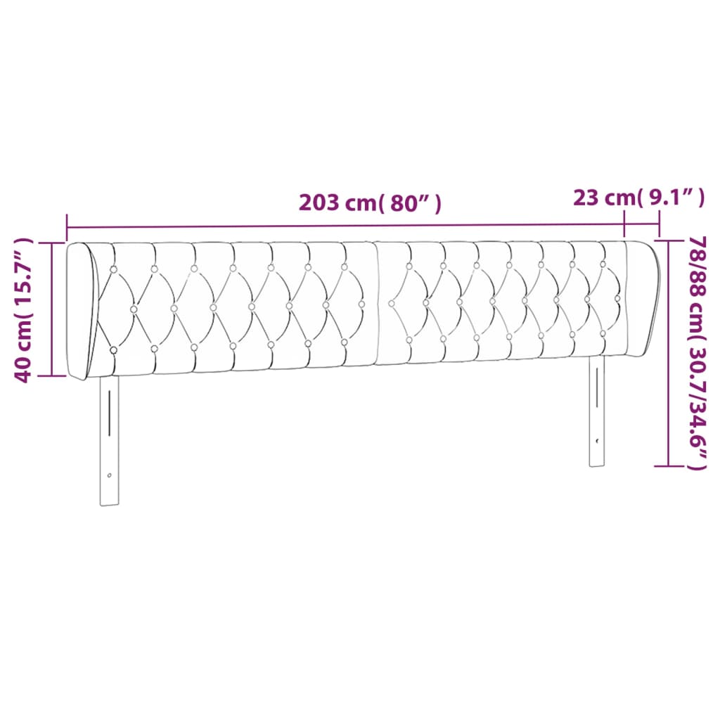 Kopfteil mit Ohren Dunkelblau 93x23x78/88 cm Samt