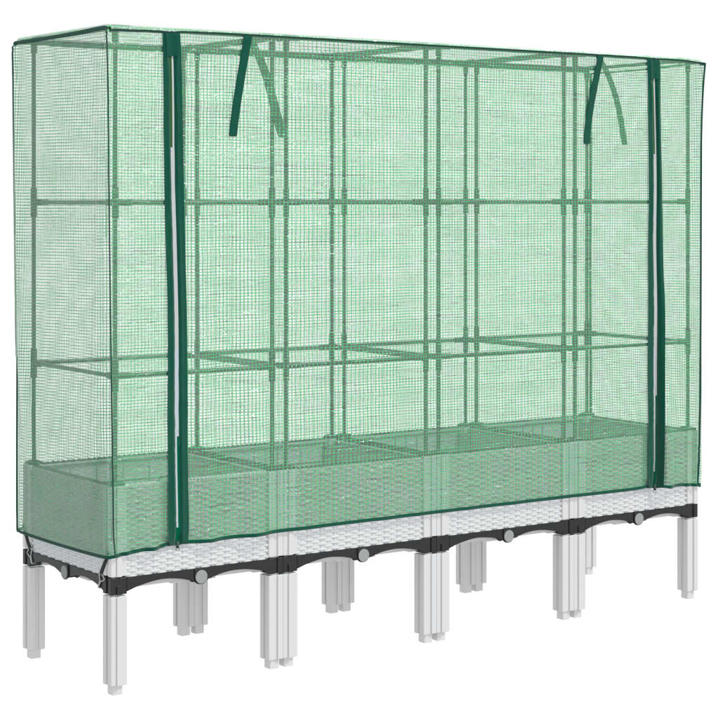 Hochbeet mit Gewächshaus-Aufsatz Rattan-Optik 40x40x140 cm