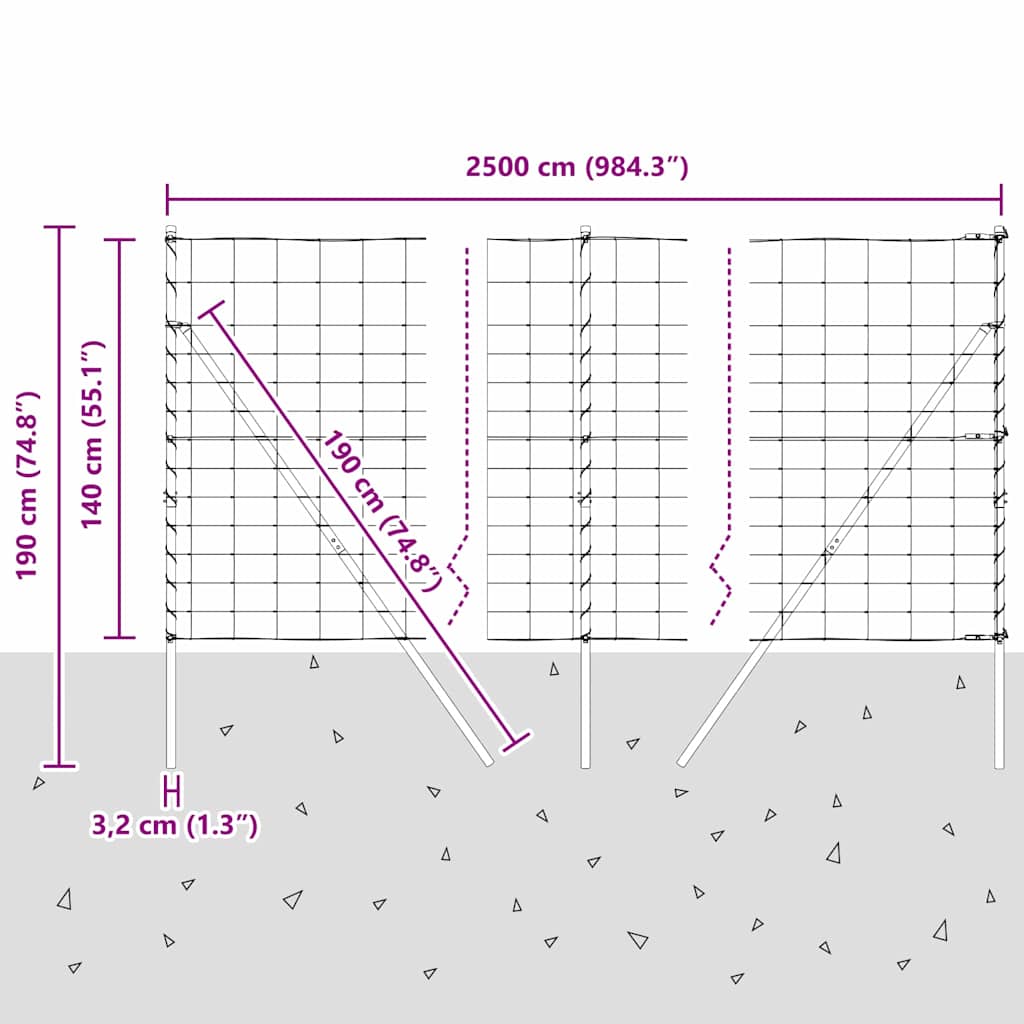 Ground Fix Geschweißter Drahtzaun 25 x 0,8 m Silber Netz