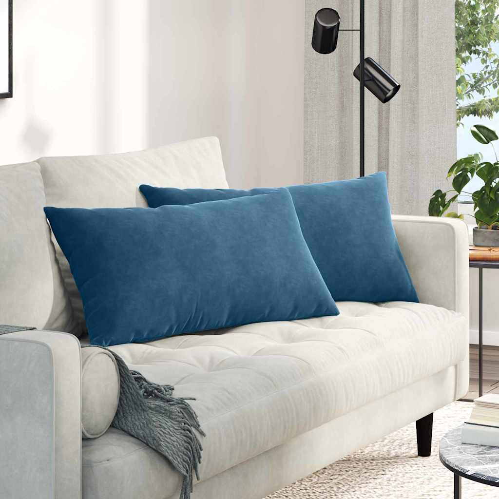 Sofakissen 2 Stück Blau 50 x 30 cm Cordstoff