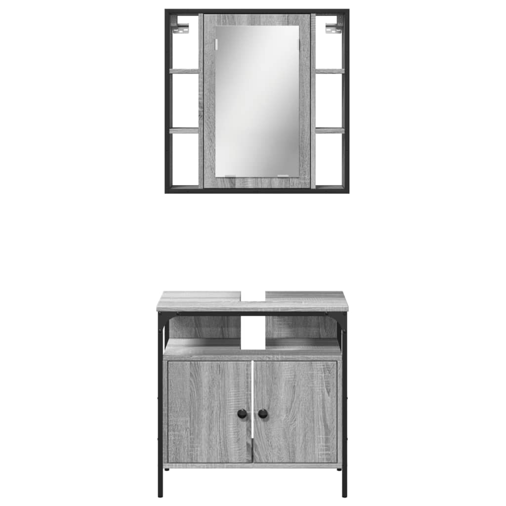 2-tlg. Badmöbel-Set Schwarz Holzwerkstoff
