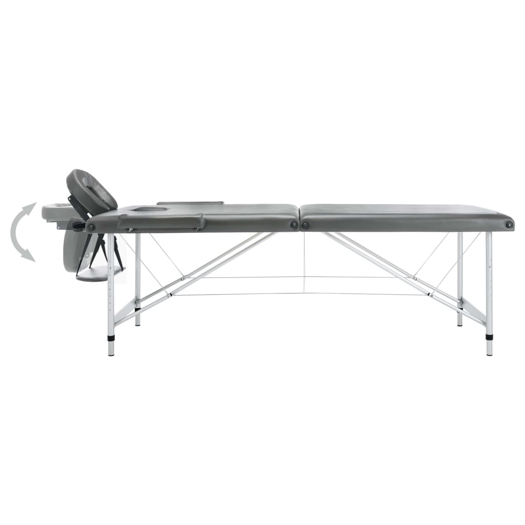 Massageliege Klappbar 2-Zonen mit Aluminiumgestell Schwarz