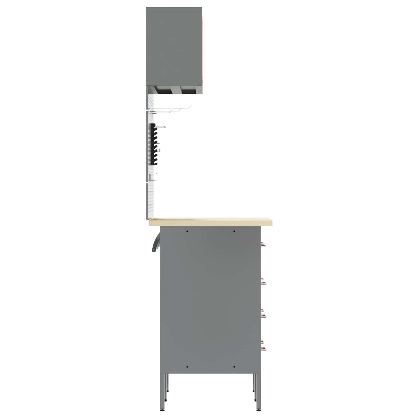 Arbeitsschrankset mit Schubladen mit Regal 8 pcs Grau