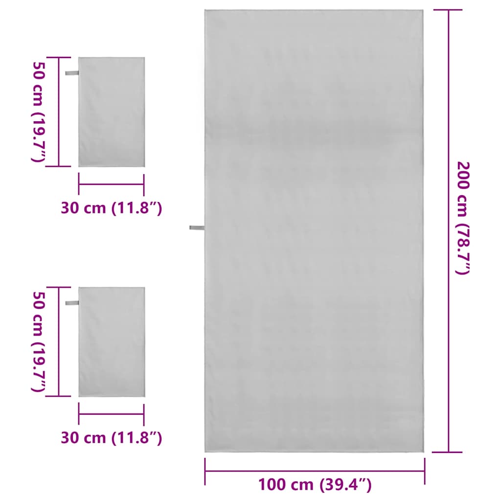 Sporthandtuch Set 3 pcs Schwarz Polyester und Polyamid