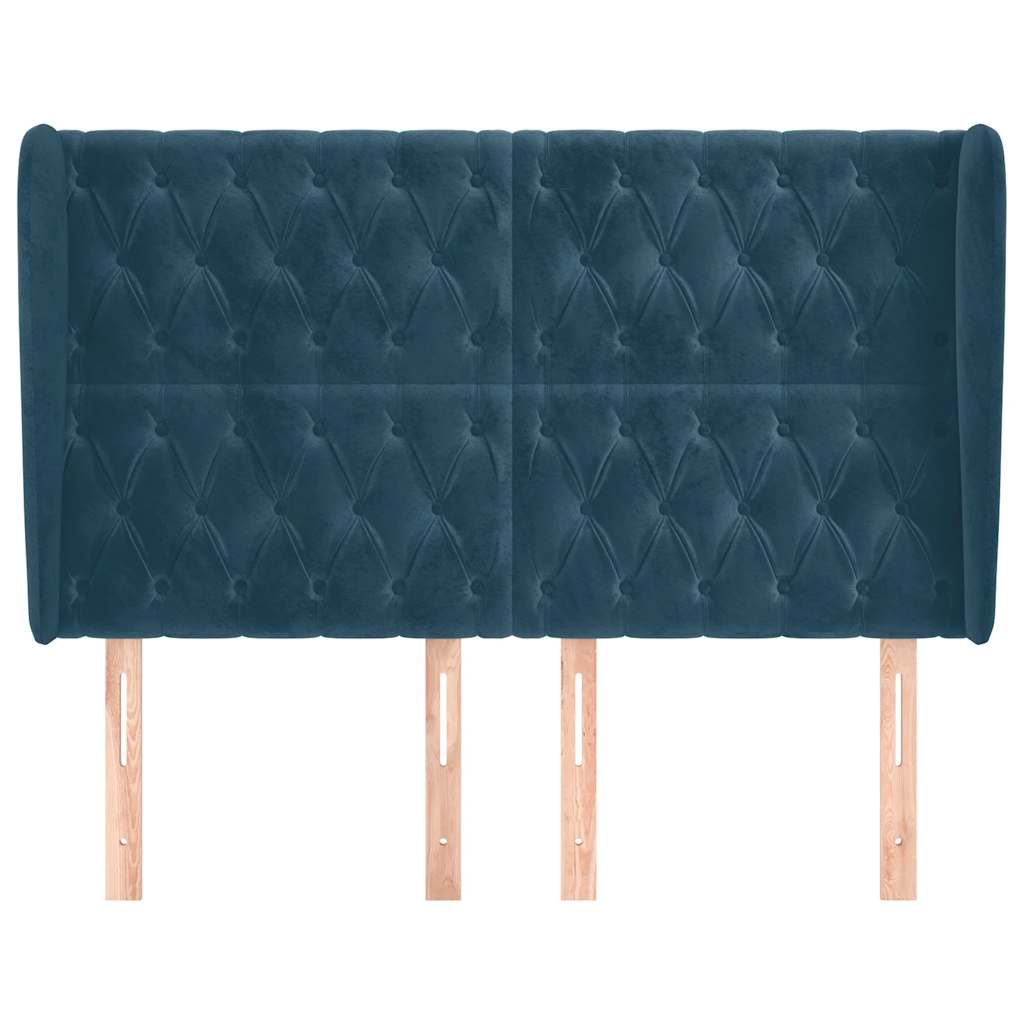 Kopfteil mit Ohren Dunkelblau 93x23x78/88 cm Samt