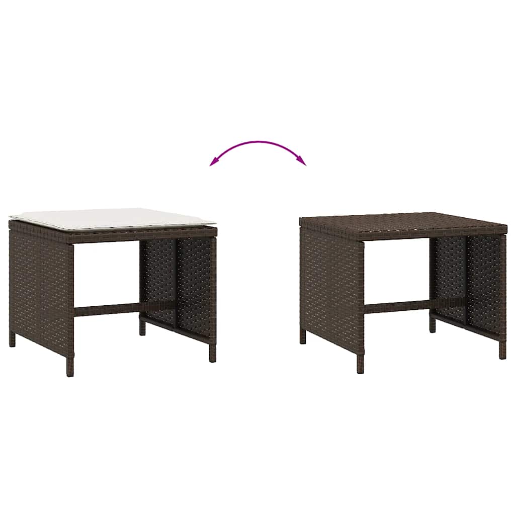 Gartenhocker mit Kissen 4 Stk. Schwarz 41x41x36 cm Poly Rattan