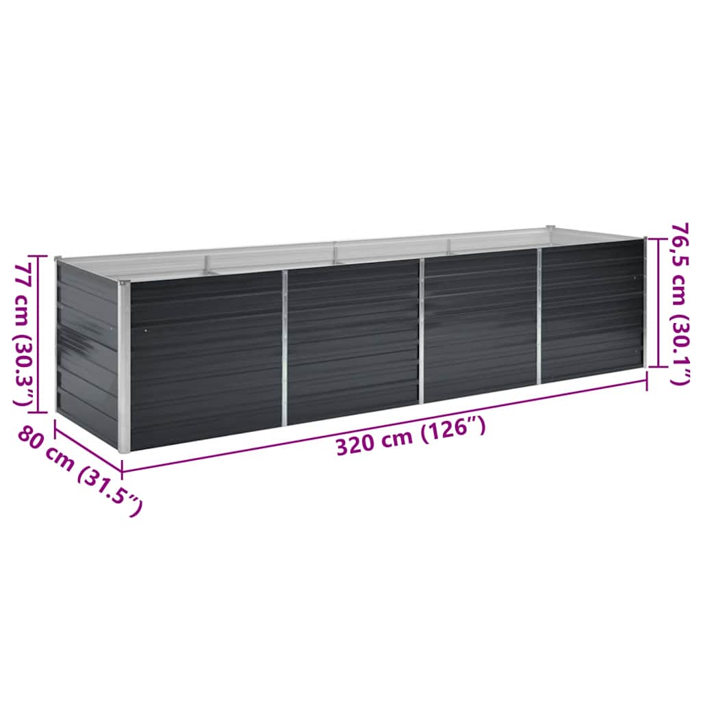 Hochbeet Anthrazit 160 x 80 x 77 cm Verzinkter Stahl