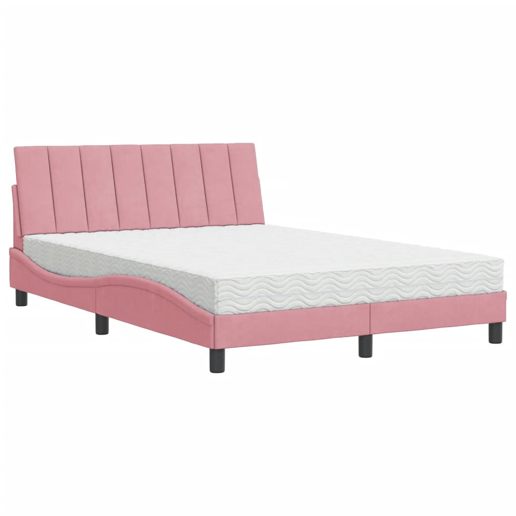 Bett mit Matratze "Hanko" Hellgrau 80x200 cm Samt