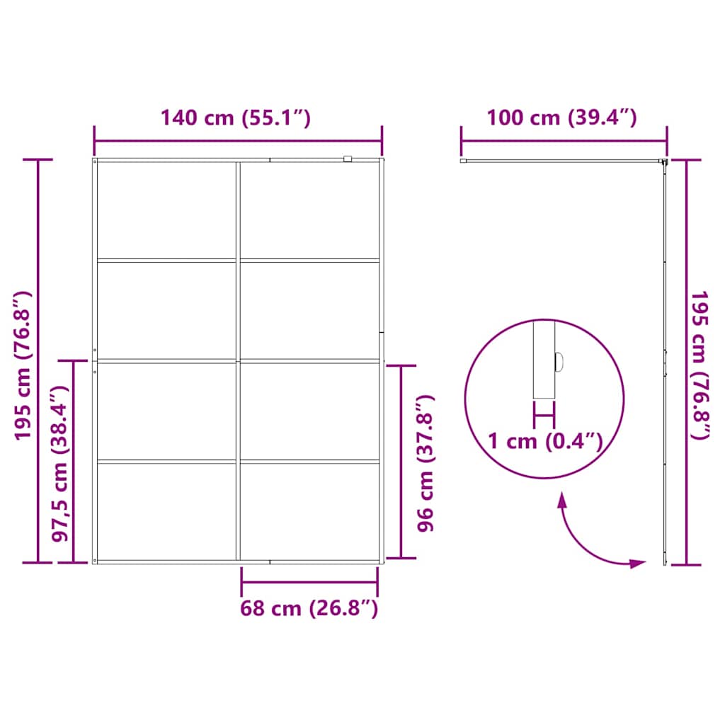 Duschwand für Begehbare Dusche mit Klarem ESG Glas 80x195 cm